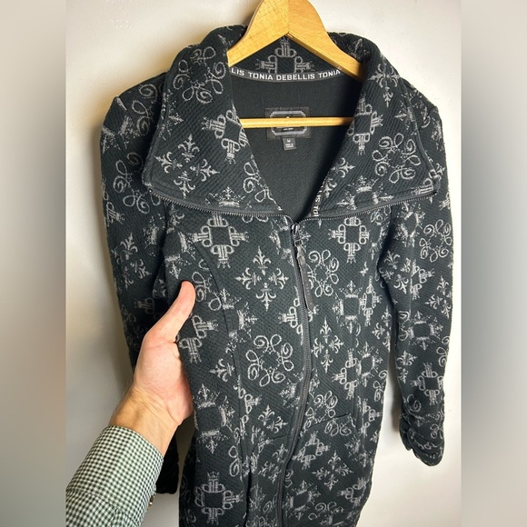 Tonia Debellis Black and Gray Jacket Size M Full Zip Textured Luxury old Money - Picture 13 of 13